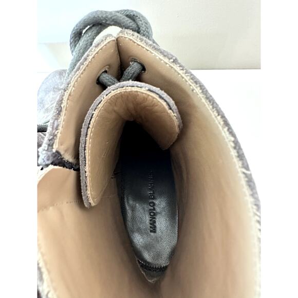 Manolo Blahnik Men Boots Fullis in Gray Lace Up Leather UK 8 Made in Italy NEW - Picture 7 of 10